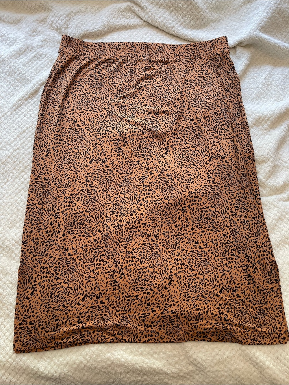 Amazon Essentials Tan and Black Leopard Print Midi Skirt